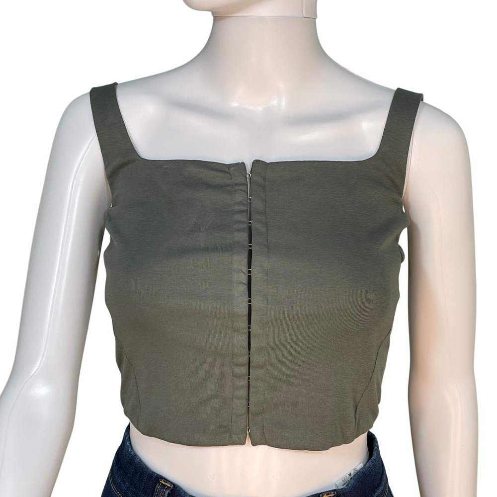 Mable M Olive Green Hook and Eye Corset Crop Top Festival Going Out Balletcore